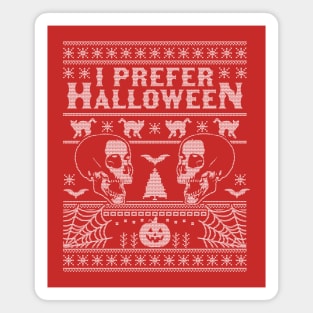 I Prefer Halloween Ugly Christmas Sweater Xmas Skull Bats Magnet